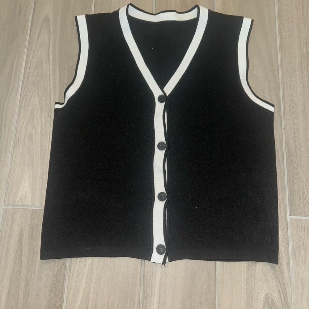 Black and White Button-Up Vest